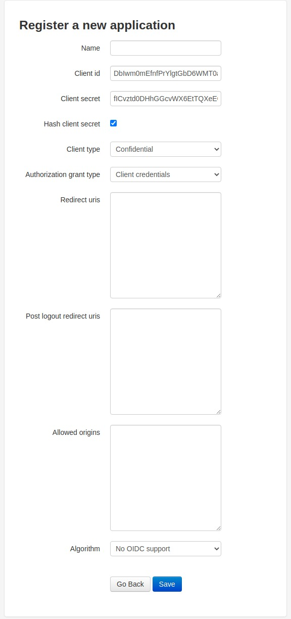 客户端凭据应用程序注册