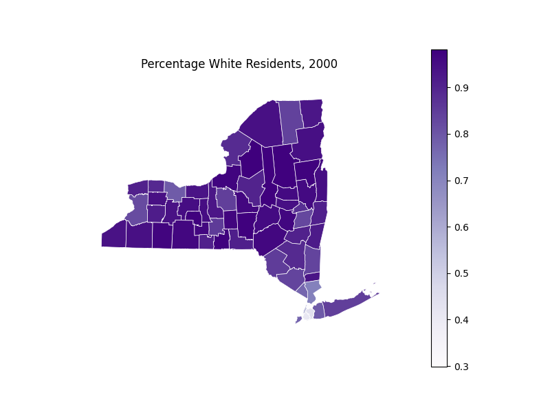 Percentage White Residents, 2000
