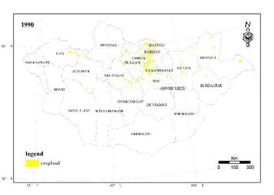 蒙古国1990年农作物_土地覆盖30米数据