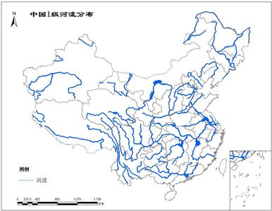 中国一级河流空间分布数据