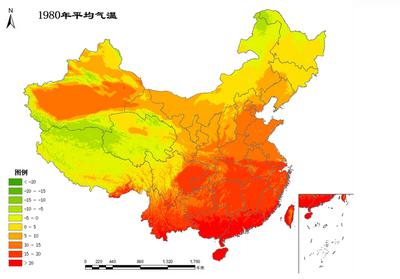 中国1980年平均气温空间插值数据