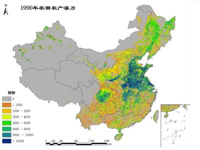 1990年中国农田生产潜力