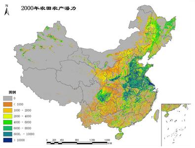 2000年中国农田生产潜力