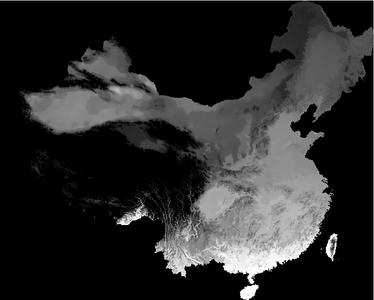 中国气象背景-大于等于10℃积温经DEM校正数据