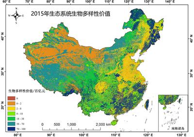 中国陆地生态系统服务价值空间分布-生物多样性数据