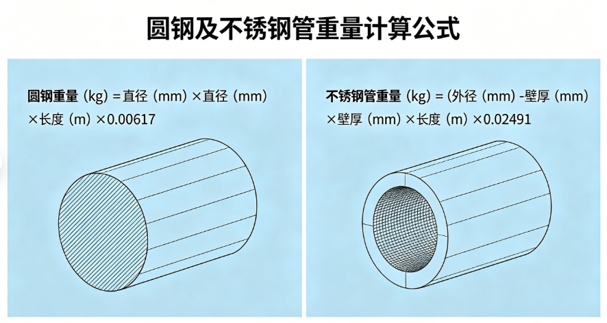 圆钢重量 不锈钢管重量在线计算公式