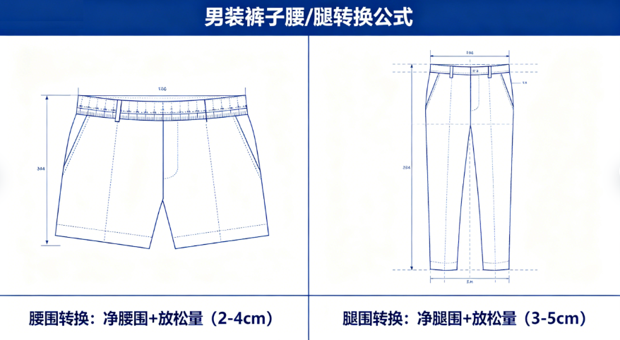 男装裤子腰或腿转换在线计算器