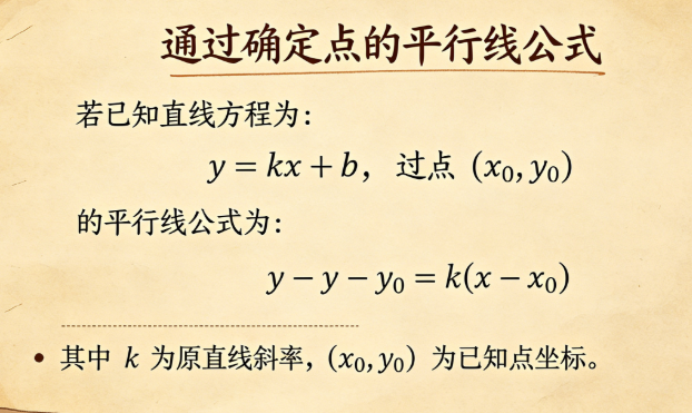 通过确定点的平行线在线计算器