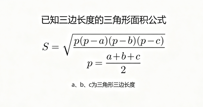 在线计算三角形面积：已知三边长度