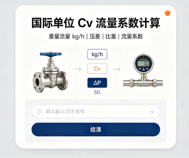 国际单位 Cv 流量系数在线计算（重量流量 kg/h）