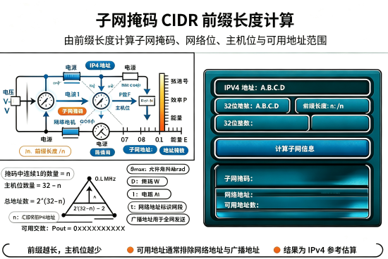 子网掩码CIDR前缀长度计算器