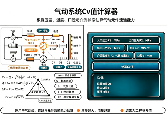 气动系统Cv值在线计算器