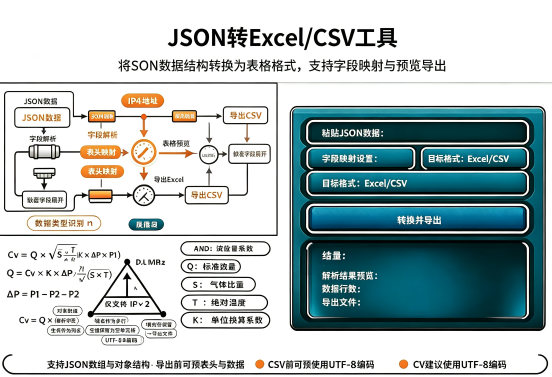 JSON 转 Excel/CSV 工具在线计算器