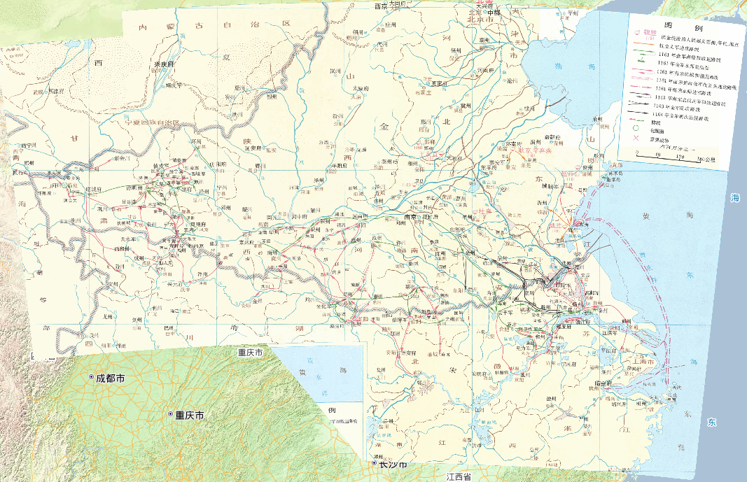 1161年9月-1164年12月金主亮南侵之战在线地图