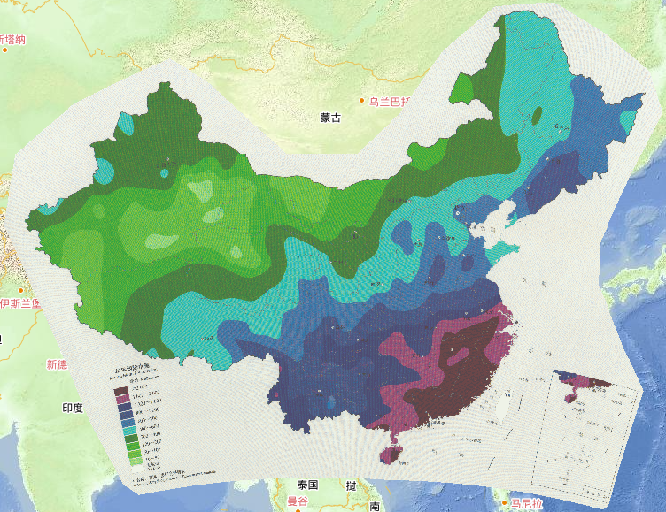 2016年中国平均降水量在线地图