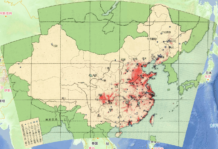 1952年中国全国人口分布在线地图