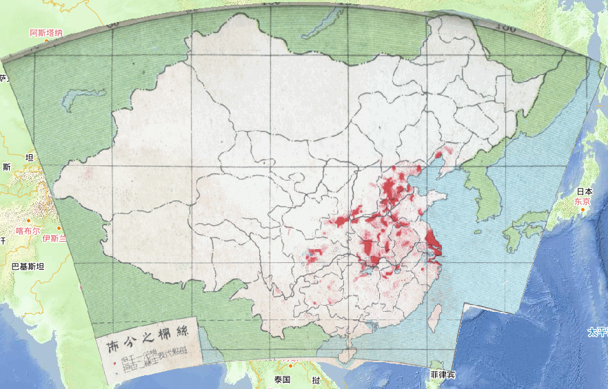 1948年全国农产丝棉分布在线地图