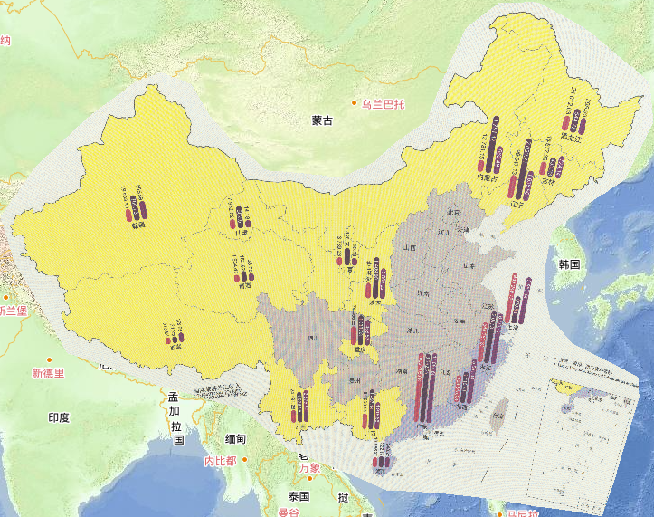 2016年中国“一带一路”重点区域对外贸易情况在线地图