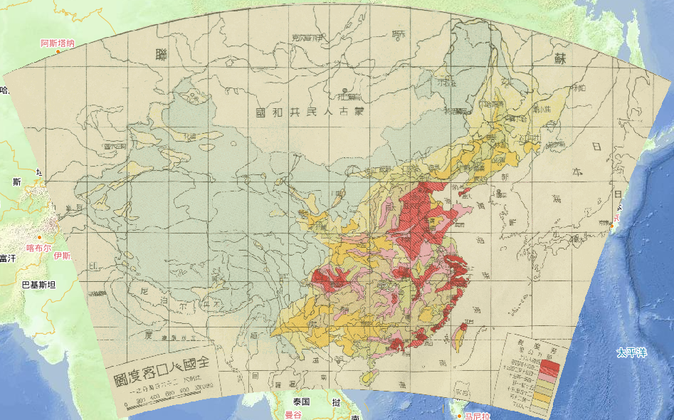 1950年中国全国人口密度在线地图