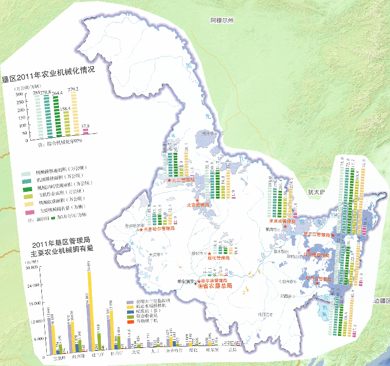 2011年黑龙江垦区农业机械化在线地图