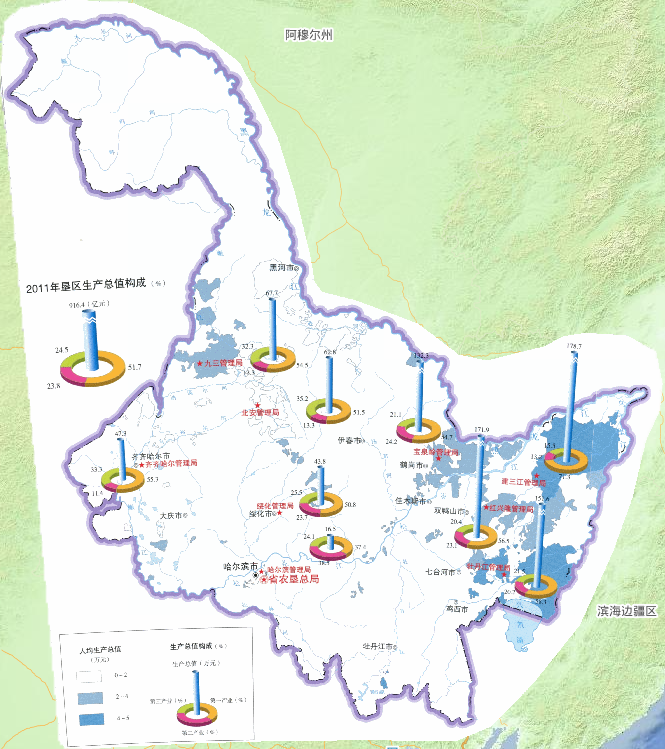 2011年黑龙江垦区综合经济情况在线地图