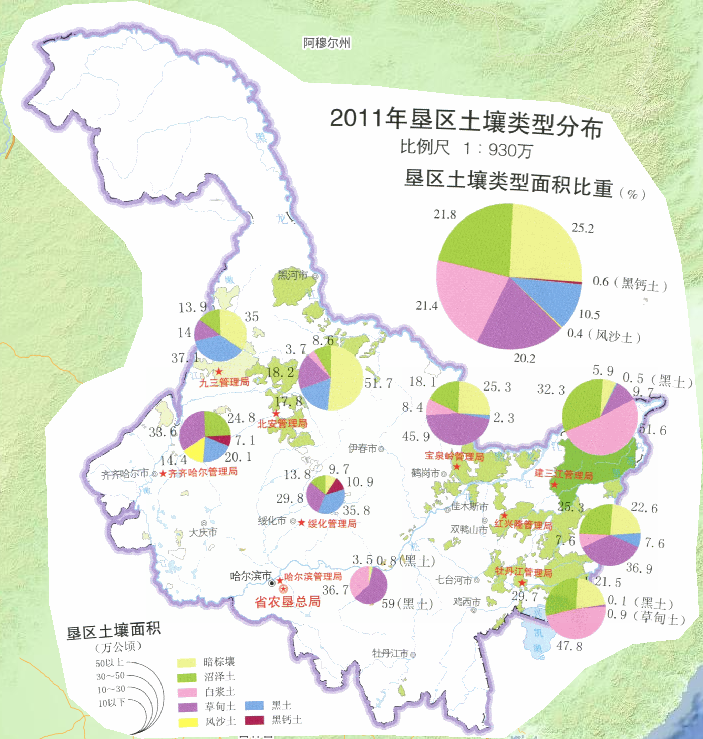2011年黑龙江垦区土壤类型分布在线地图