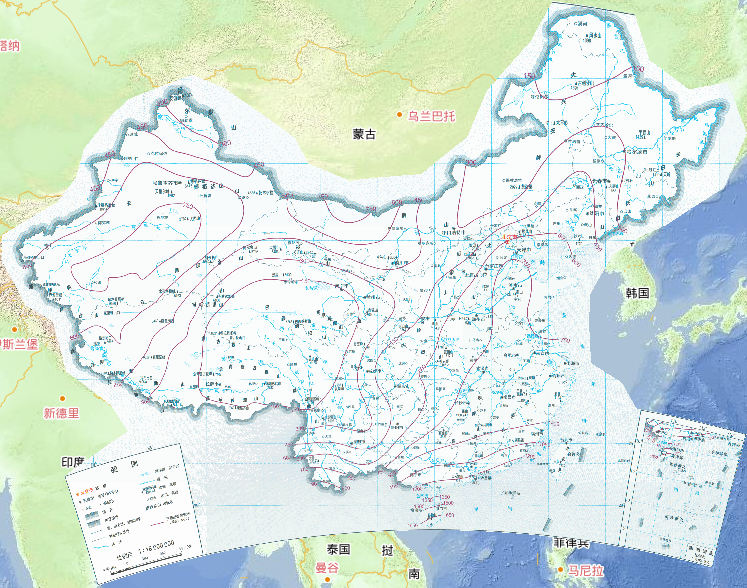 1981-2010年中国30年日平均气温≥20℃期间的日照时数分布在线地图