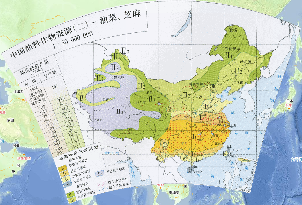 中国油料作物资源（油菜、芝麻）在线地图