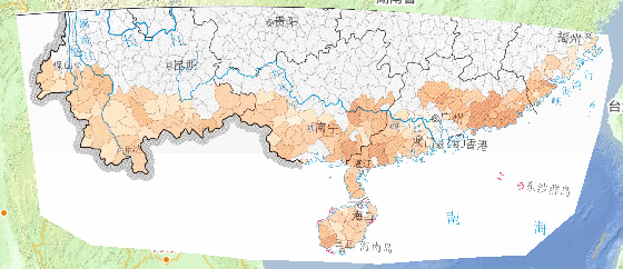 2013年中国农区——华南区县（市）年度灾情指数分布在线地图