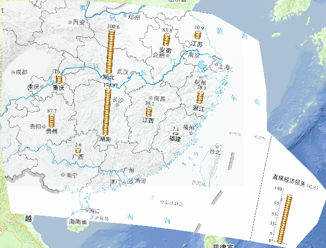 2013年中国7月初至8月中旬南方地区高温干旱灾害经济损失情况在线地图