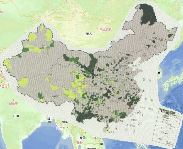 2016年中国低温冷冻和雪灾分县农作物受灾面积在线地图