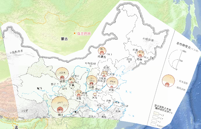 2013年中国7月上中旬四川盆地、西北华北地区洪涝灾害农作物受灾情况在线地图