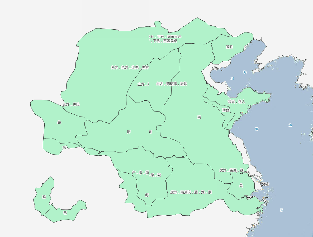 公元前1044年商末周初时期历史地图