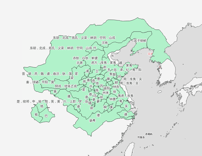 公元前685年-公元前643年春秋时期历史地图