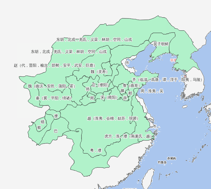 公元前438-公元前400年战国早期历史地图