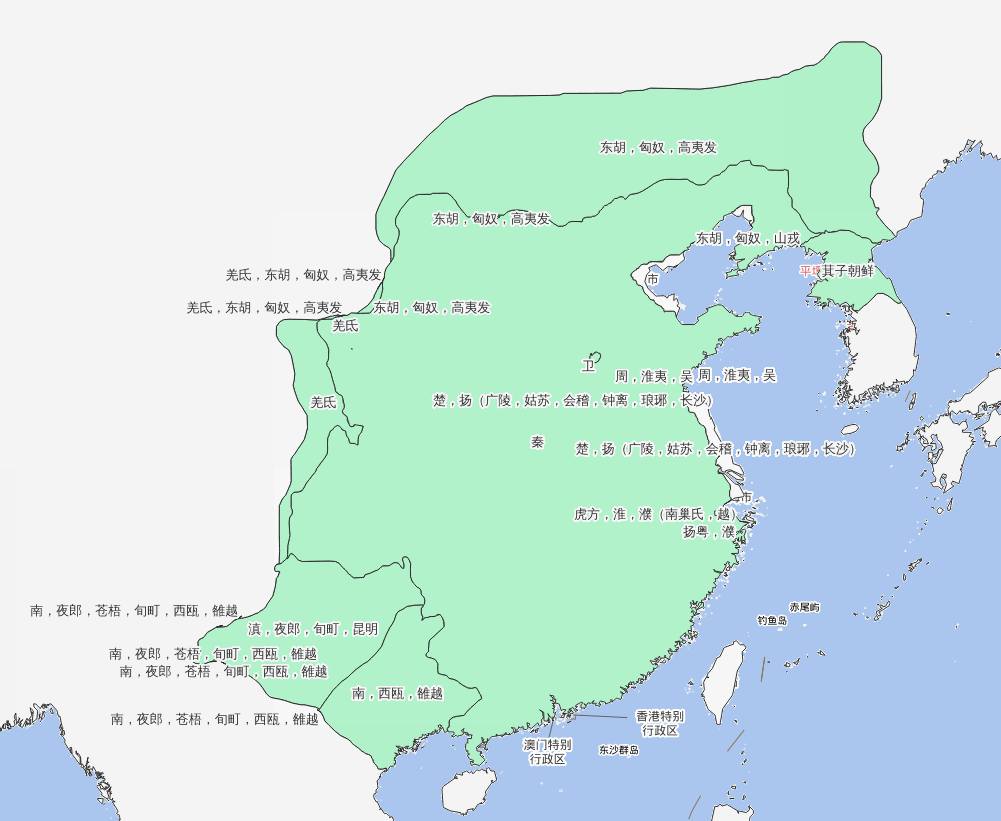 公元前215年秦朝历史地图
