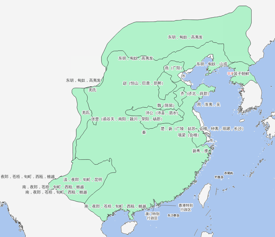 公元前209年秦朝起义历史地图