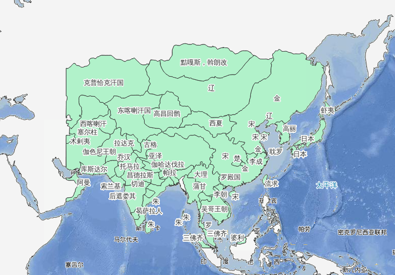 1130年7月伪齐建立、杨幺崛起、李成鼎盛历史地图