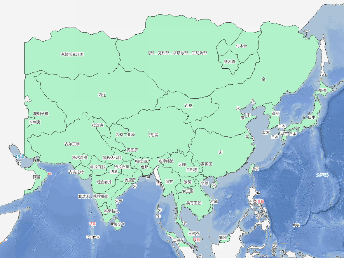1195年蒙古铁木真的崛起历史地图