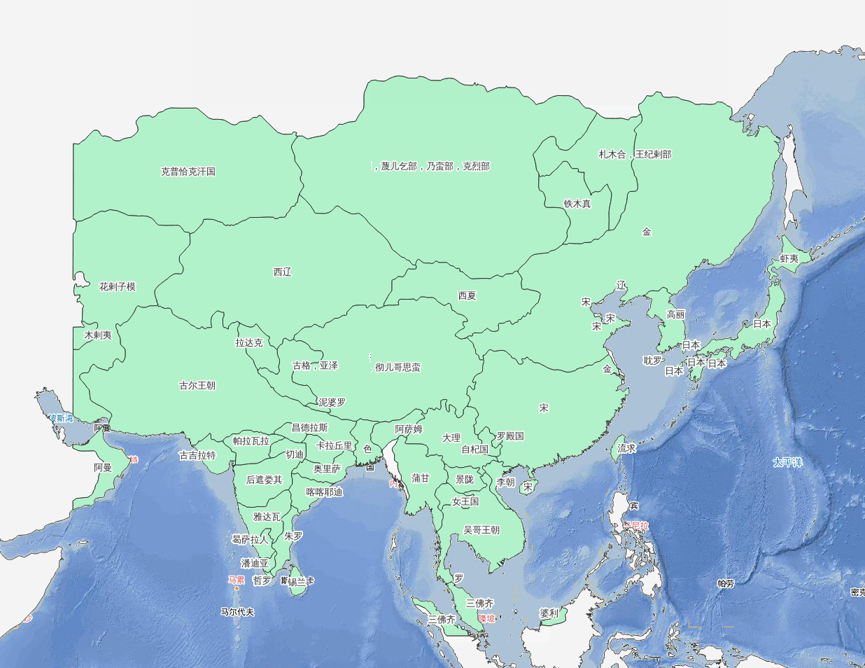 1200年西辽的衰退花剌子模的扩张历史地图