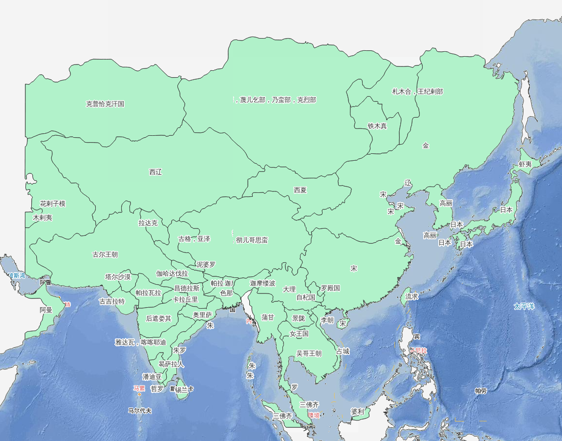 1196年铁木真统一蒙古的关键时期历史地图