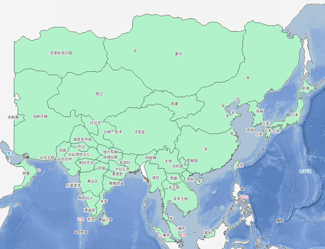 1208年宋金达成“嘉定和议”时期历史地图
