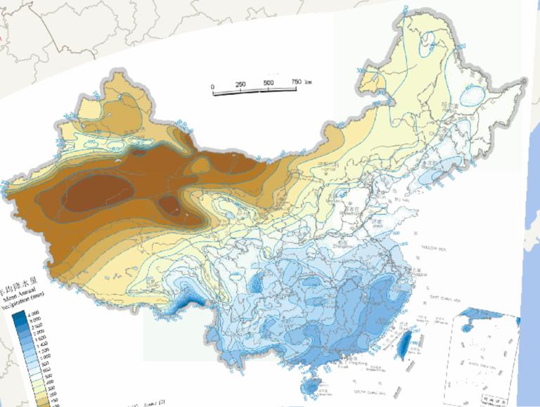中国年均降水量在线地图