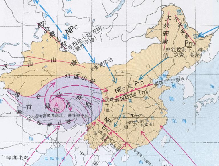 中国夏季气团和锋在线地图