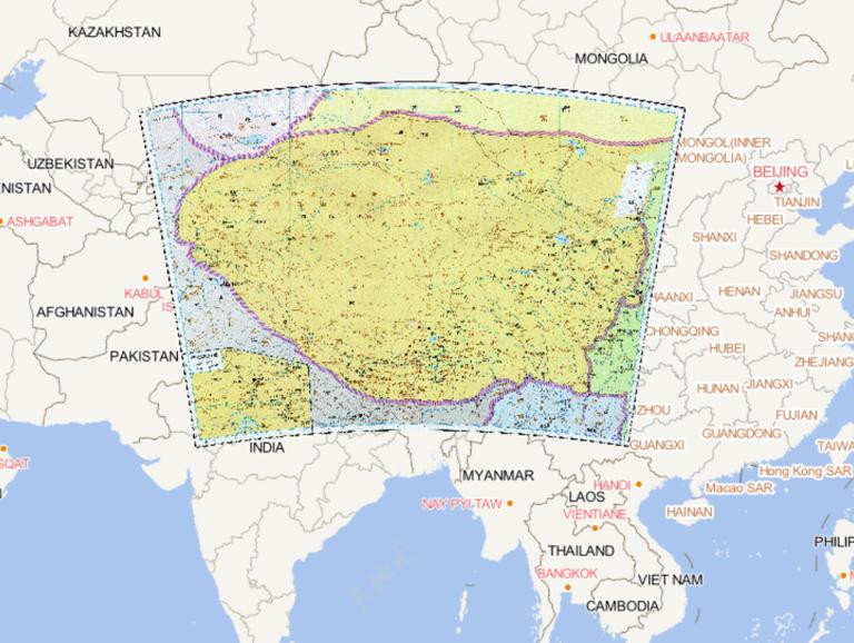 中国唐朝时期吐蕃逻些城历史地图
