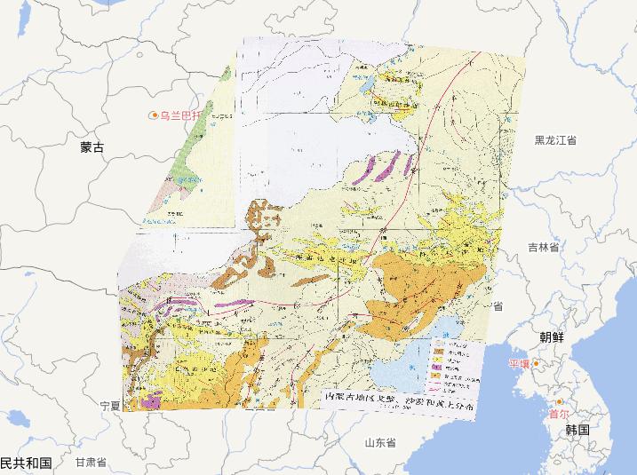 中国内蒙古地区戈壁、沙漠和黄土分布在线地图