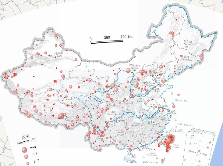 中国地震震中分布（公元前2300-公元2000年，10月，震级4级以上）