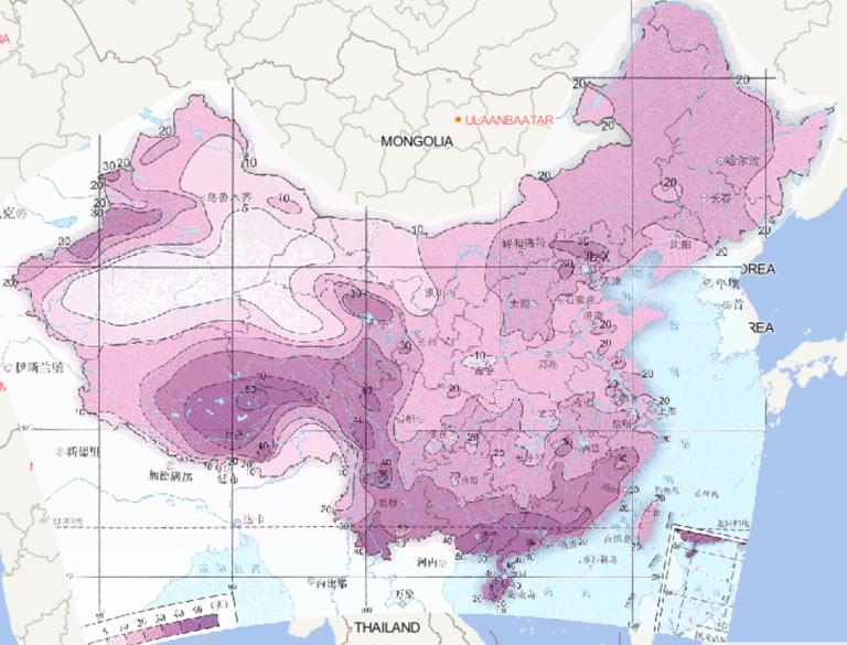 1981-2010年中国平均夏季雷暴日数在线地图