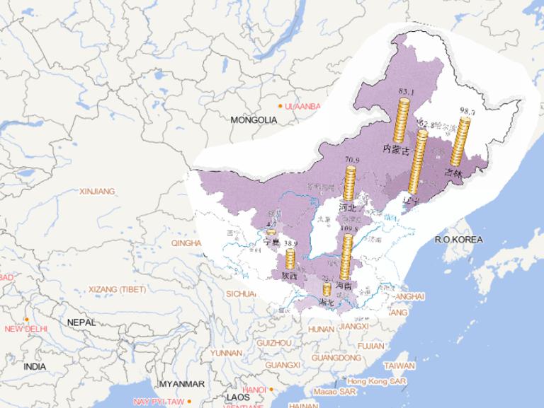 2014年6-8月东北黄淮等地旱灾经济损失情况在线地图