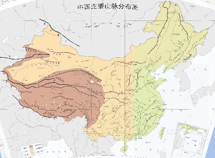 中国主要山脉分布图